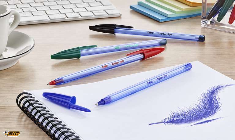 Lot De 10 Stylos BIC Cristal Bleu - Pointe 1.0mm - Écrit Jusqu'à 3km - 9