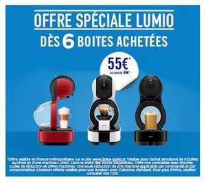 55€ la Machine automatique Nescafe Dolce Gusto Lumio (3 couleurs) pour l'achat de 6 boîtes café (au choix) ou 9 Boites + 3 boites gratuites
