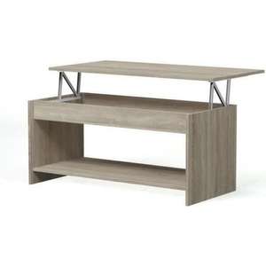 [CDAV] Table basse relevable style contemporain - Décor chêne Sonoma - L100 x P50 x H44cm