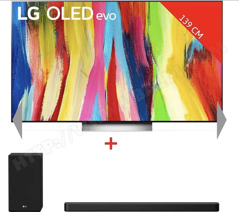 TV OLED 55" LG OLED55C25 (2022) - 4K UHD, HDMI 2.1, Smart TV + Barre de son LG SP9YA (Via ODR 100€)