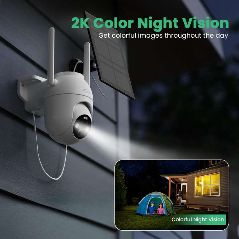 [Prime] Camera Surveillance 2K Hooise - WiFi, Batterie, 360°, Solaire, Vision Nocturne, Détection Humaine, IP66 (via coupon - vendeur tiers)