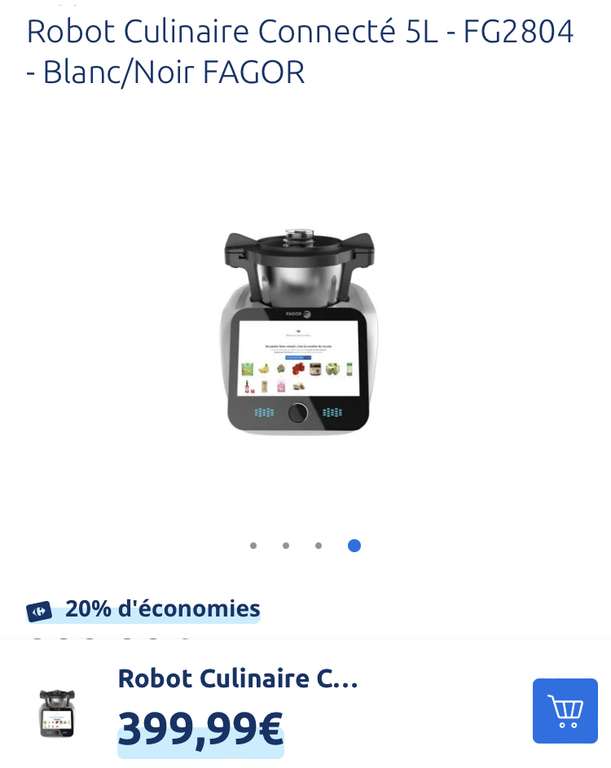 Robot Cuiseur Connecté Fagor FG2804 - 5L, Blanc/Noir (Via 80€ sur Carte Fidélité)