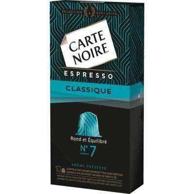 Paquet de 10 capsules de café Carte Noire Espresso Classique N°7 - 53 g (vendeur Le Club Leader Price)