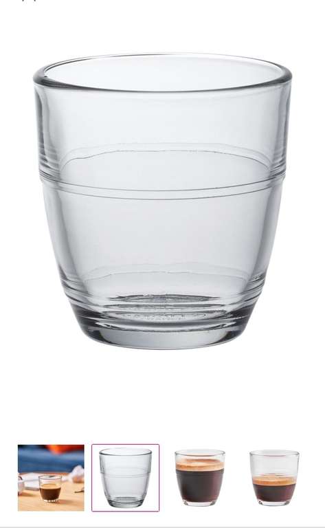 6 gobelets bas Gigogne en verre trempé - Duralex - 9 cl - H : 6,1 cm