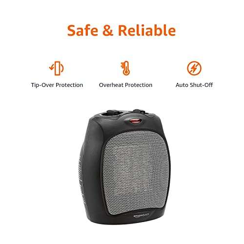 Radiateur soufflant en céramique Amazon Basics avec thermostat réglable 1500 W - Noir
