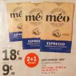 Lot de 3 Kg Café Méo Espresso en grains ou moulu, 3 x 1 Kg ( 6,33€ le kg).