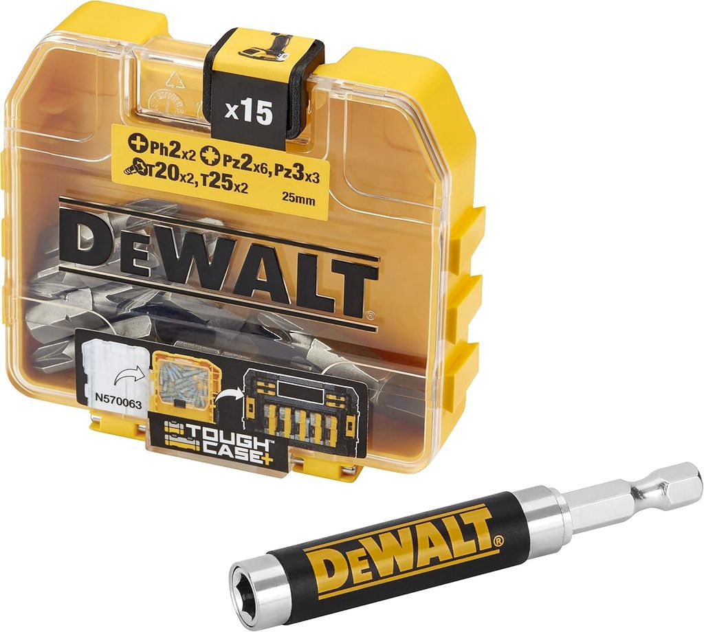 Coffret d'Accessoires Dewalt - Embouts de Vissage PH2, PZ2, PZ3, T20, T25, avec Guide Magnétique