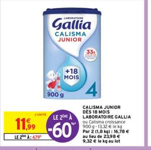 2 Boites de Lait bébé Gallia Calisma Croissance ou Junior - 900g