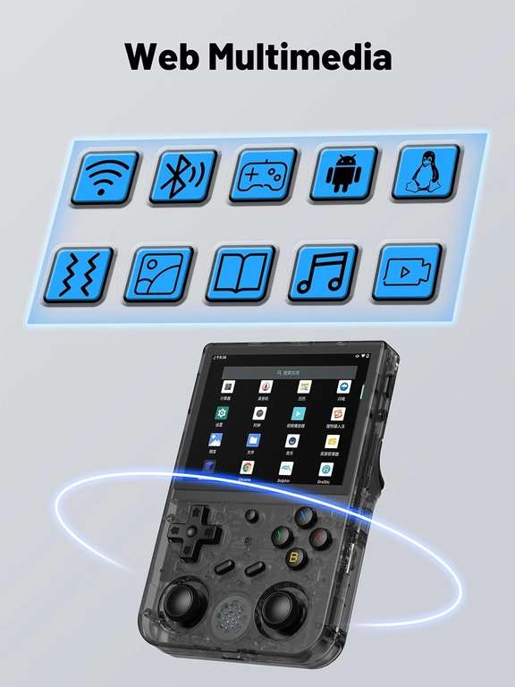 Console retro gaming Anbernic RG353V (sans jeu) - Dual Boot Android/Linux, écran tactile IPS 3.5" 480P, WiFi, BT, sortie HDMI, gris ou noir
