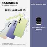 Smartphone Samsung Galaxy A54 5G - 128 Go + Chargeur Secteur Rapide 25W + Paire d'écouteurs Galaxy buds 2 offerts