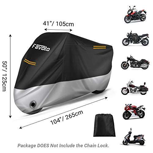 Housse de Protection Imperméable pour Moto Favoto 210D - 265x105x125cm (différentes tailles et couleurs)