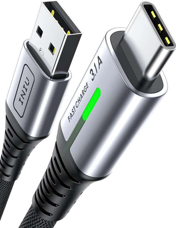 Câble USB C INIU - 2m/3.1A, Charge Rapide, Nylon QC 3.0 Câble