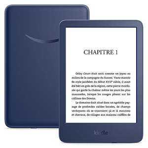 Liseuse 6" Kindle (2022) - Léger et compact, Écran haute résolution 6" 300 ppp, Noir ou Bleu (Avec pub à 79.99€ & Sans pub à 89.99€)