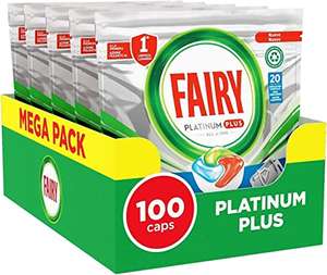 Lot de 5 Paquets de 20 Capsules Lave-Vaisselle Fairy Platinum Plus All In One