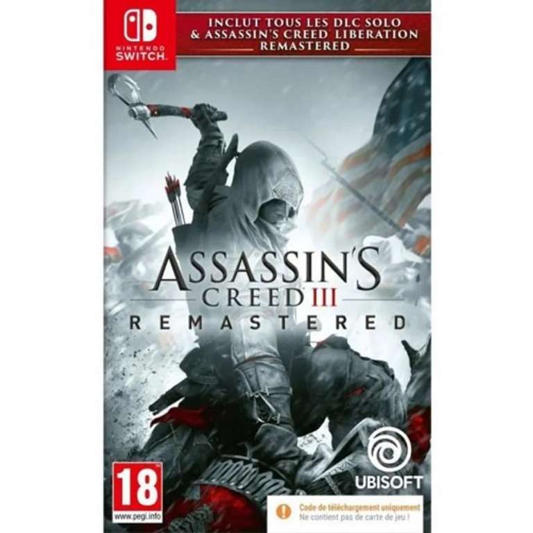 Sélection de jeux Ubisoft sur Nintendo Switch à 8.95€ - Ex: Assassin's Creed III Remastered (Code dans la boite)