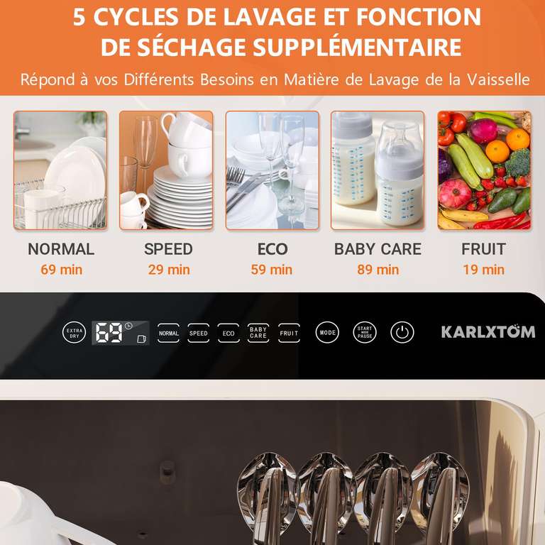 Mini Lave-vaisselle Karlxtom - 45CM, 6 Programmes (vendeur tiers)