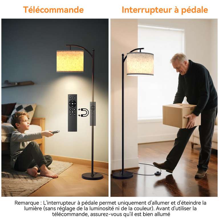 IZOWE Lampadaire Moderne Torche LED 3 Couleurs - Lampe De Sol Avec Télécommande Et Gradation Infinie