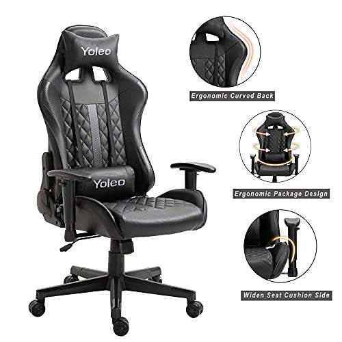 Siège/chaise bureau/gaming Dripex avec support lombaire et appuie-tête / noir / 150 Kg / Accoudoirs 2D (Via Coupon - Vendeur Tiers)