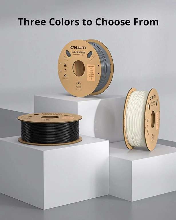 Lot de 3 kg de filaments ABS Creality Hyper Series - 1.75mm, 1 kg Noir + 1  kg Gris + 1 kg Blanc (Entrepôt EU) –