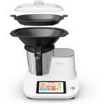 Robot cuiseur Moulinex Click & Cook HF506110 - 1400 W, 3.6L, Ecran Tactile, 32 fonctions, 600 recettes intégrées, blanc (+50€ en RP)