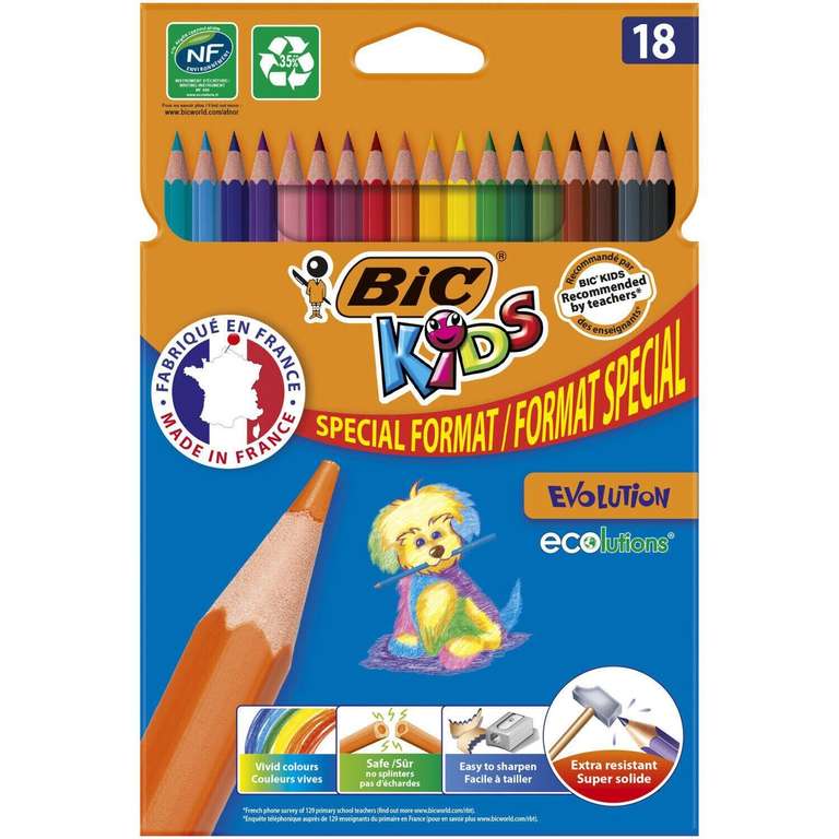 Lot de 18 Crayons de couleur Kids Evolution (via 1.12€ sur carte fidélité)