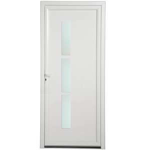 Porte de service PVC Manhattan 2 H.200 x l.80 cm vitrée blanc, poussant droit (Rivesaltes 66)