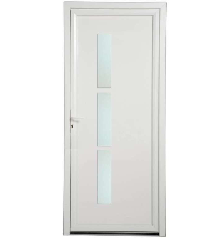 Porte de service PVC Manhattan 2 H.200 x l.80 cm vitrée blanc, poussant droit (Rivesaltes 66)