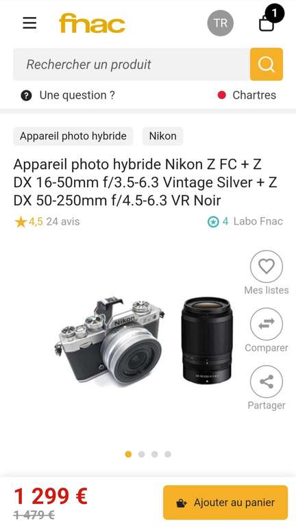 [Adhérents] Appareil photo hybride Nikon Z FC + Z DX 16-50mm f/3.5-6.3 Vintage Silver + Z DX 50-250mm f/4.5-6.3 VR Noir (+120€ en cagnotte)