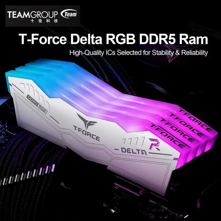 Mémoire RAM TEAMGROUP T-Force Delta RGB DDR5 Ram 32 Go (2x16 Go) 6000MHz PC5-48000 CL30