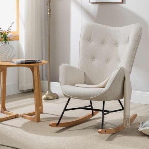 Fauteuil à bascule allaitement scandinave chaise loisir et repos (Vendeur Tiers)