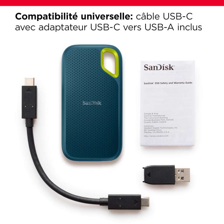 Disque SSD portable SanDisk Extreme - 4 To, USB-C