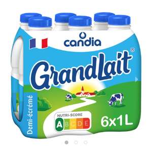 Pack de 6 bouteilles de lait Candia GrandLait - 6x1L