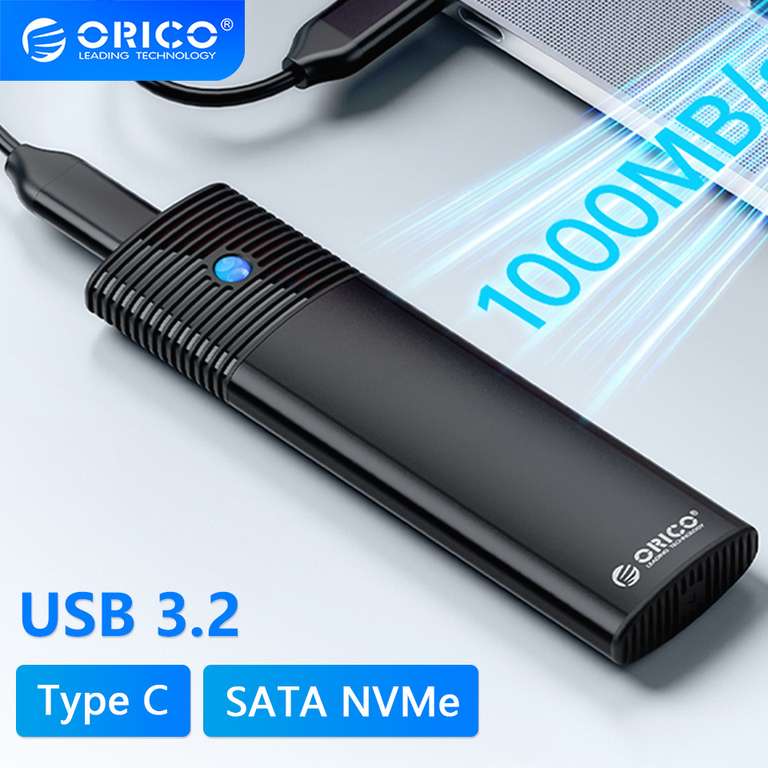 Boîtier externe Orico PWEM2-G2 pour SSD M.2 NVMe et SATA - USB C 3.2, 10Gbps (NVMe à 6,75€)