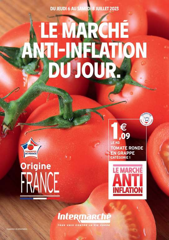 Tomates rondes en grappe - 1Kg, Origine France, Catégorie 1