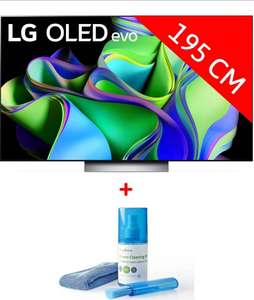 TV OLED Evo 77" LG OLED77C3 (2023) - 4K UHD, 100 Hz, HDR, VRR & ALLM, FreeSync Premium / G-Sync, Smart TV + kit nettoyage