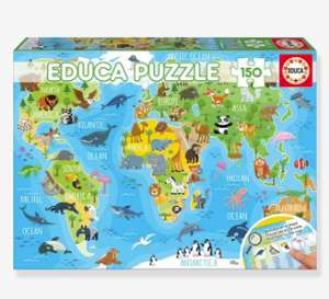 Puzzle 150 pièces Mappemonde animaux Educa