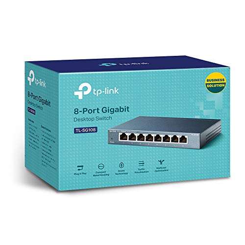 Switch Ethernet TP-Link TL-SG108 - 8 ports Gigabit, 10/100/1000 Mbps, Métallique
