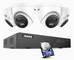Système de vidéosurveillance PoE ANNKE AH500 - 4 Caméras 3K (3072x1728, f/1.6, 0.005 Lux) + Enregistreur vidéo NVR 8CH + Disque dur 2 To