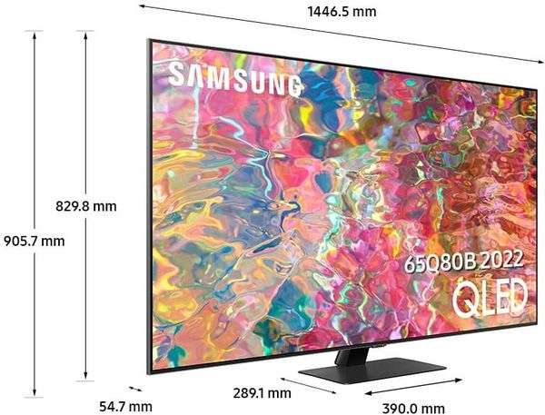 TV QLED 65" Samsung QE65Q80B 2022 - 4K UHD, 100 Hz, Quantum HDR 1500, Smart TV (via ODR 300€)