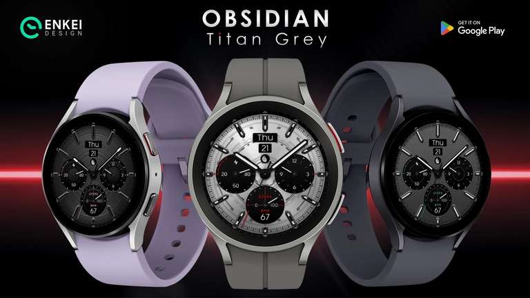 Cadran OBSIDIAN Titan Grey Gratuit pour montre Wear OS