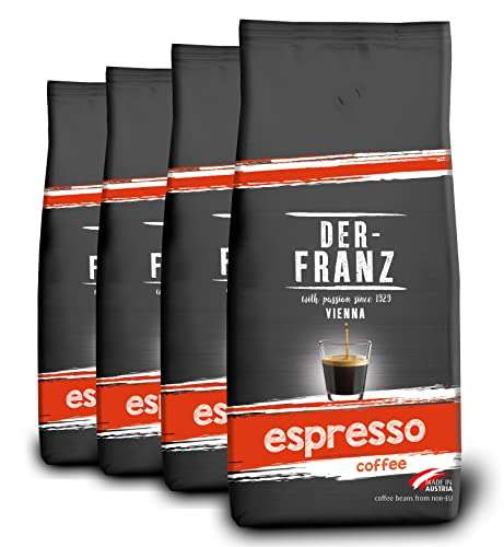 Lot de 4 paquets de café Der-Franz en grains entiers - 4 x 1Kg