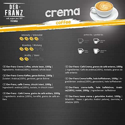 Lot de 4 sachets de café en grains entiers Der-Franz Crema - 1kg