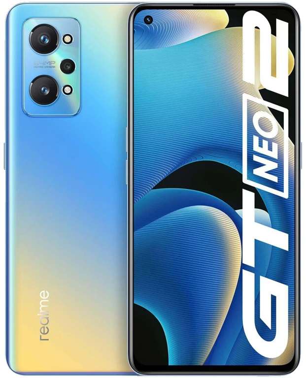 Smartphone 6.62" Realme GT Neo 2 5G - full HD+ AMOLED 120 Hz, SnapDragon 870, 8 Go de RAM, 128 Go, charge 65W, 5000 mAh, bleu