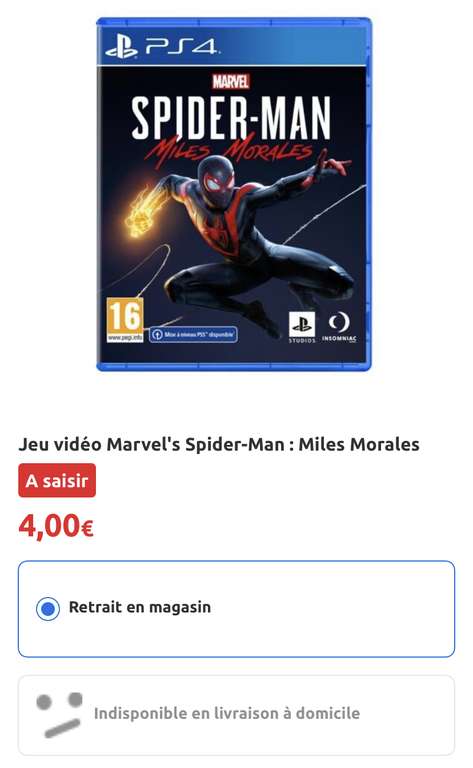 Marvel's SpiderMan : Miles Morales PS4 : le jeu vidéo à Prix Carrefour