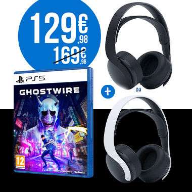 Pack casque audio sans-fil Sony Pulse 3D (blanc ou noir) + Ghostwire Tokyo sur PS5