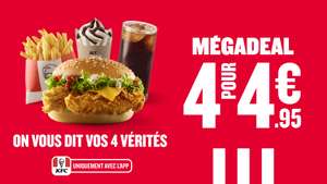 [Mégadeal] KFC: Burger Crispy Cheese ou Fish + Moyenne Frites + Boisson 25cl + Mini Sundae OU 3 onion rings