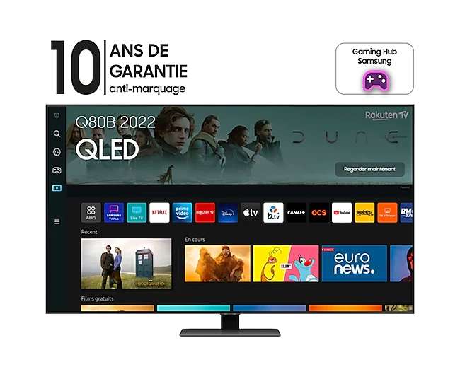 TV 55" Samsung 55Q80B 2022 (Via 169.80€ sur la Carte de Fidélité)