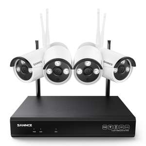 Système de vidéosurveillance sans fil SANNCE - 4x Caméras WiFi 2K 3MP IP66 + Enregistreur vidéo NVR WiFi 5MP 8CH