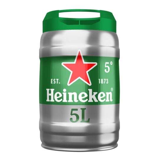 Lot de 4 fûts de bière Heineken - 4x5L (via 22,2€ sur carte fidélité, BA 24€ et ODR 18,49€)