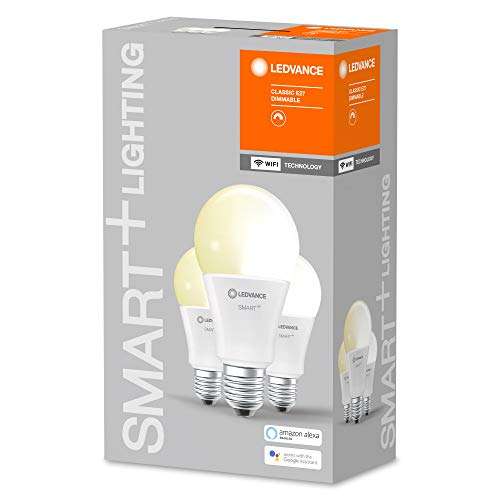 Lot de 3 Lampes LED intelligente WiFi Ledvance - douille E27, dimmable, blanc chaud (2700 K) 1521 lumens